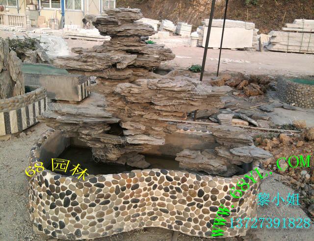 供應(yīng)陽臺天臺擺設(shè)千層石移動假山魚池 盆景水景園林造景