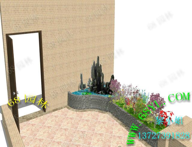 供應家居假山魚池效果圖 盆景流水水景園林設計