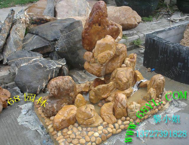 供應(yīng)家居陽(yáng)臺(tái)擺設(shè)黃蠟石假山 盆景假山流水假山園林造景