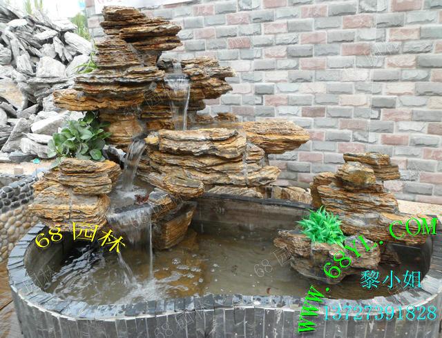 供應(yīng)陽臺天臺擺設(shè)千層石移動假山魚池 盆景水景園林造景