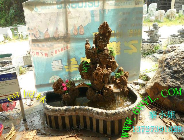 供應(yīng)廣東吸水石盆景假山/上水石盆景/吸水石假山/假山魚池