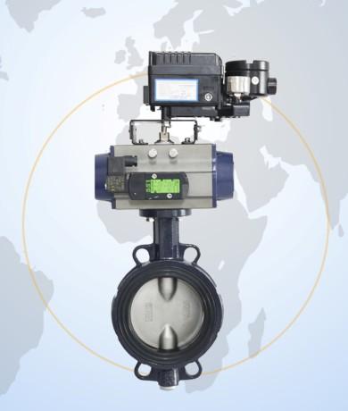 供应调节气动蝶阀配电磁阀和定位器气动对夹蝶阀配美国ASCO电磁阀图片