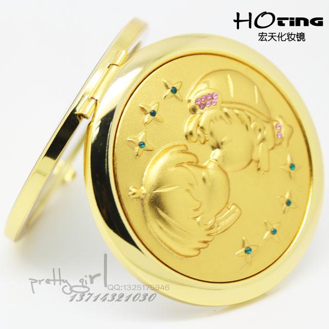 供應(yīng)合金化妝鏡子雙面折疊可愛鏤空便攜