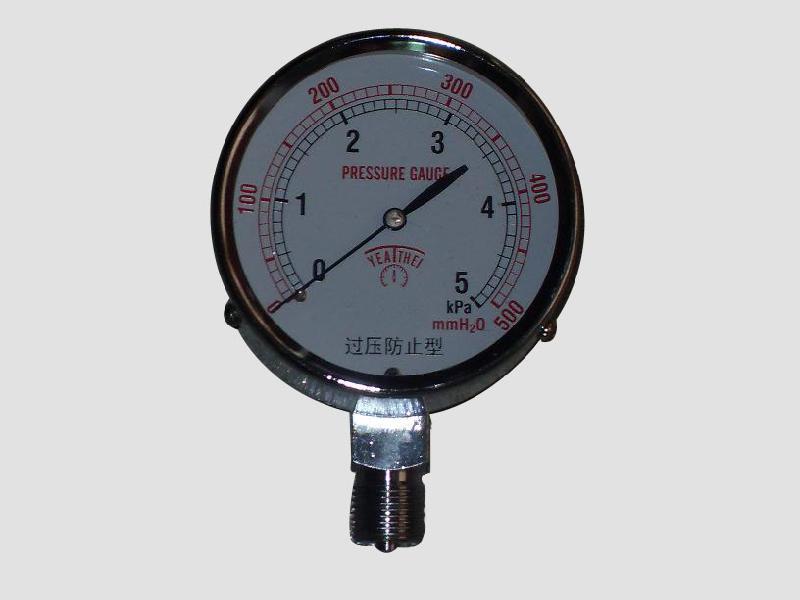 供應(yīng)0-5KPA（5000mmaq)膜盒壓力表，過壓防止型壓力表