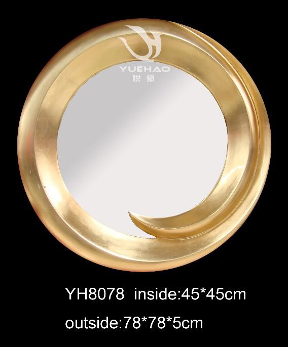 供應(yīng)銀色仿古防水衛(wèi)浴鏡/金色做舊鏡子/義烏悅豪PU鏡框廠