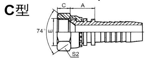 C型公制内螺纹74度内锥面接头现货直销图片