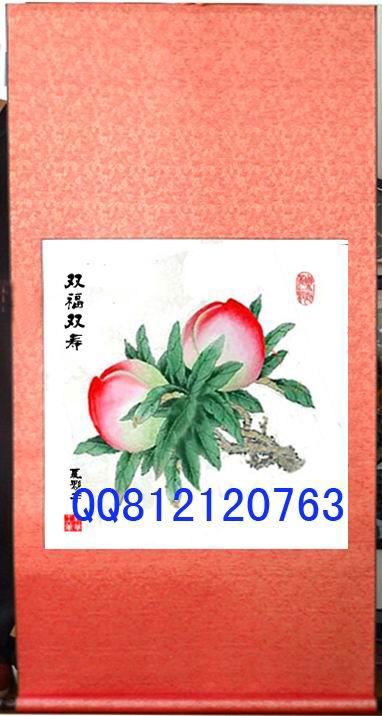 供應(yīng)生日壽誕禮品壽桃工筆畫掛軸