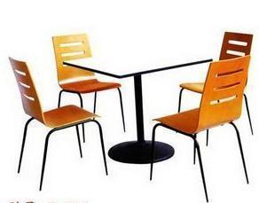 曲木連體快餐店桌椅圖片