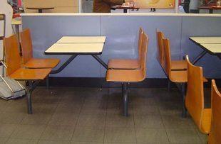 供應(yīng)曲木連體快餐店桌椅