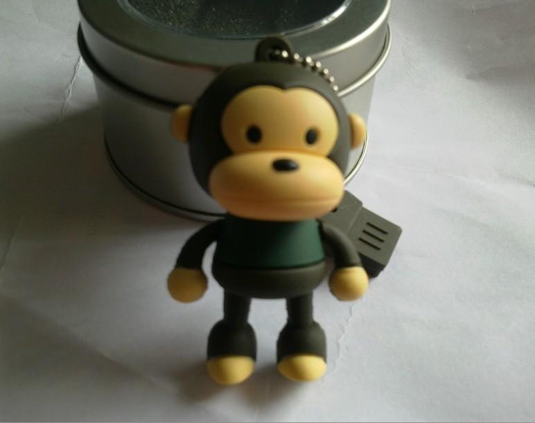 供應(yīng)廣東U盤廠家站立猴卡通U盤黑色