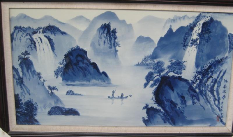 供应专业定制酒店大厅瓷板画，批发瓷板画，玄关摆件瓷板画图片