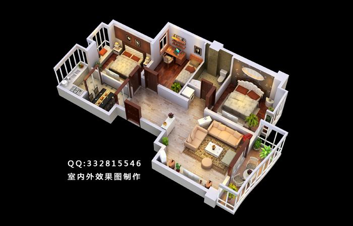 西安市3D戶型圖制作_三維戶型圖渲染