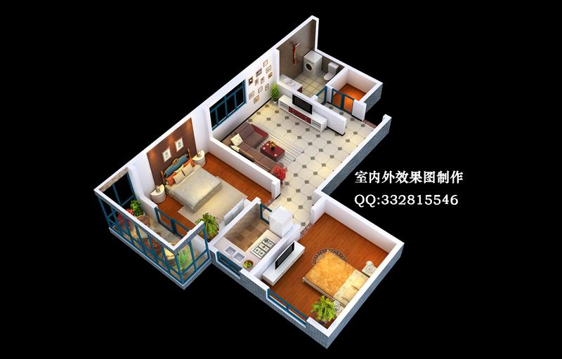 西安市3D戶型圖制作_三維戶型圖渲染