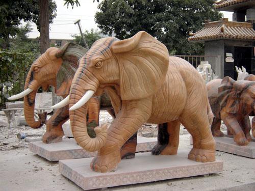 加工石雕大象/動(dòng)物雕塑園林雕塑圖片