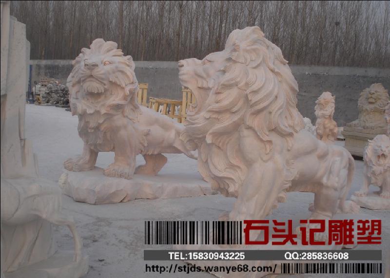 供應(yīng)綏芬河市晚霞紅獅子雕塑/漢白玉獅子雕塑廠家