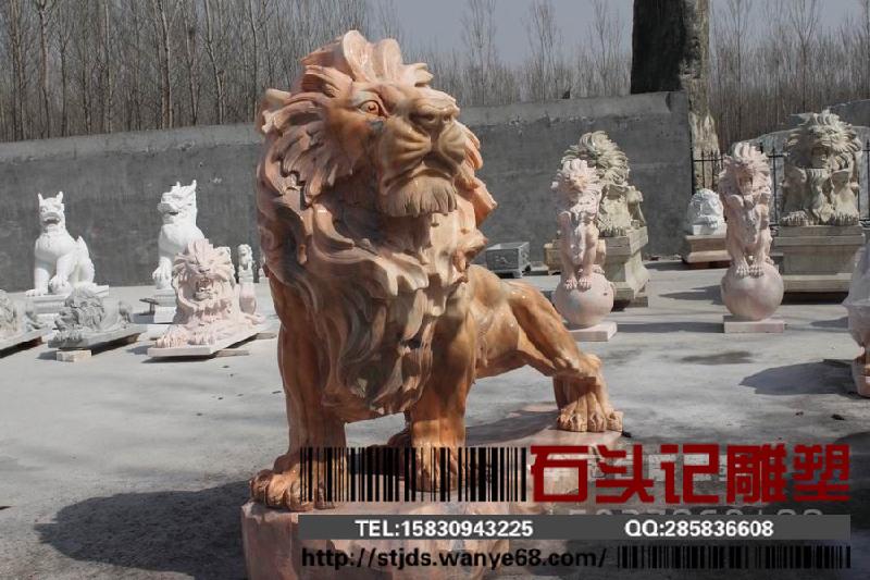 供應凌源市晚霞紅獅子雕塑/漢白玉獅子雕塑/動物雕塑設計