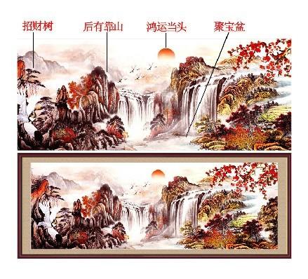 聚宝盆100精准印花十字绣 2米大幅客厅山水风景挂画正品专卖促销