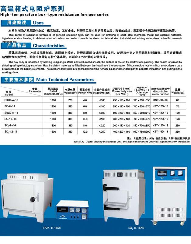甘肅蘭州SX-6-13高溫箱式電阻爐