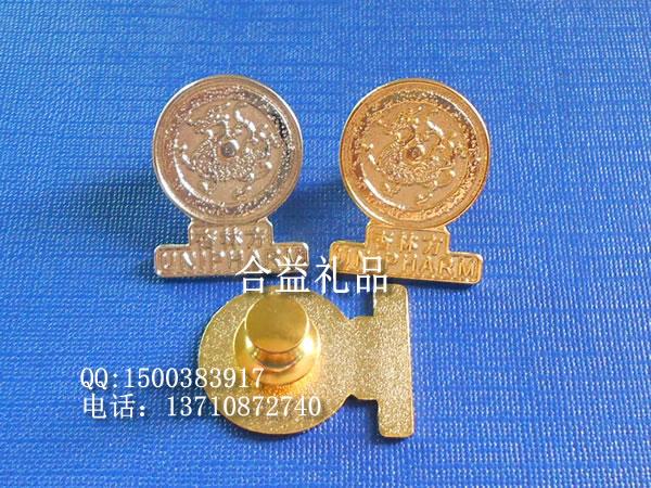 供应【合益礼品】金属工艺礼品 电镀金色银色磨砂纪念徽章 徽章厂家