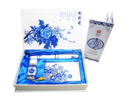 西安青花瓷套装青花瓷笔U盘商务礼图片