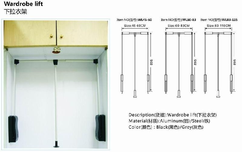 佛山市厂家直销衣柜配件下拉衣架裤架厂家