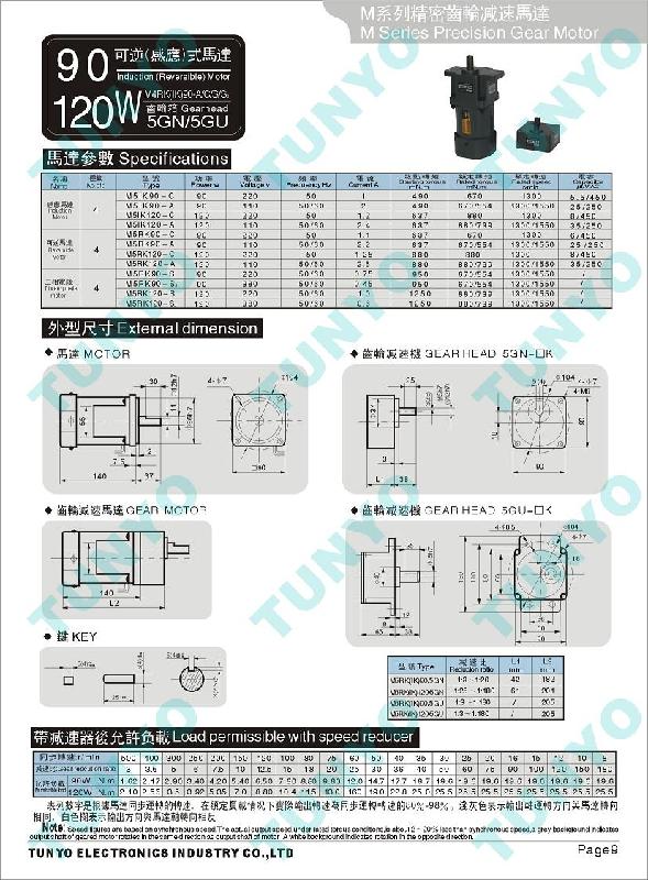 东洋决井90W减速电机/AC减速图片