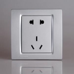 供應珠海*開關(guān)插座代理商*開關(guān)插座靈動系列金屬銀二位開關(guān)