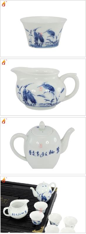 供应栖鹭青花瓷新款永春佛手茶具 高山云雾茶凤凰单枞茶图片