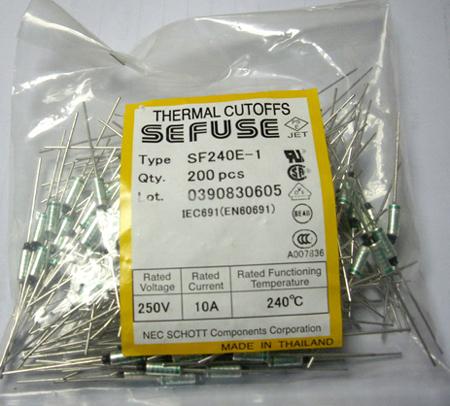代理原裝NECSF240E溫度保險絲10A 240度250V用于電機(jī)