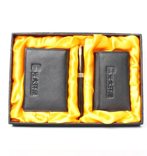 供應訂做*商務禮品皮具套裝錢包匙包