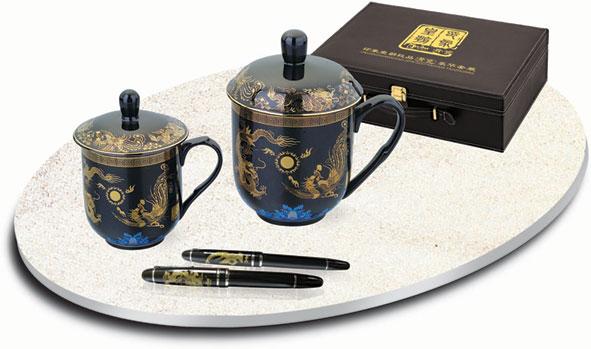供應(yīng)*黑色骨瓷辦公四件套*禮品