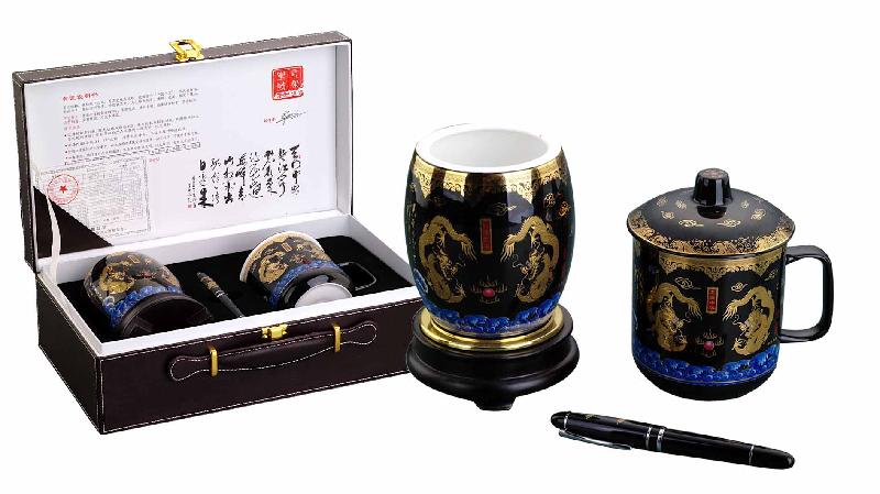 供應(yīng)*黑色骨瓷辦公四件套*禮品