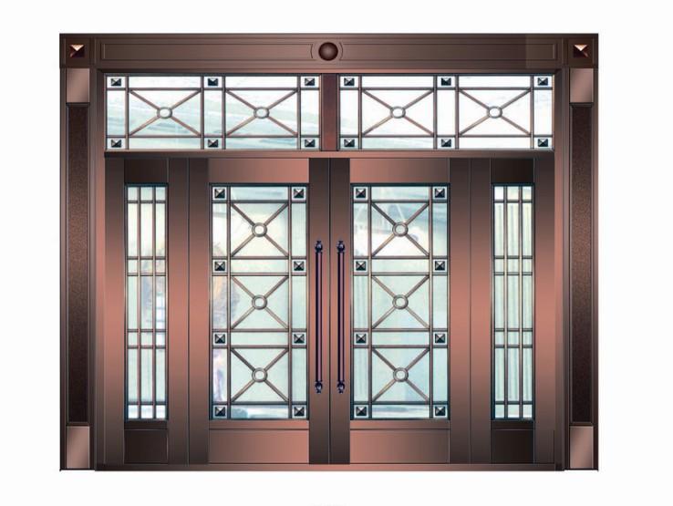 供應(yīng)鄭州*銀行銅門定做廠家防彈玻璃銅門 工藝玻璃銅門 拉絲銅門