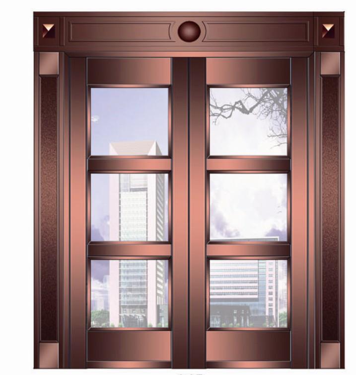 供應(yīng)鄭州銅門(mén)廠哪家*玻璃拉絲銅門(mén)  商業(yè)銅門(mén) 別墅銅門(mén) 仿古銅門(mén)