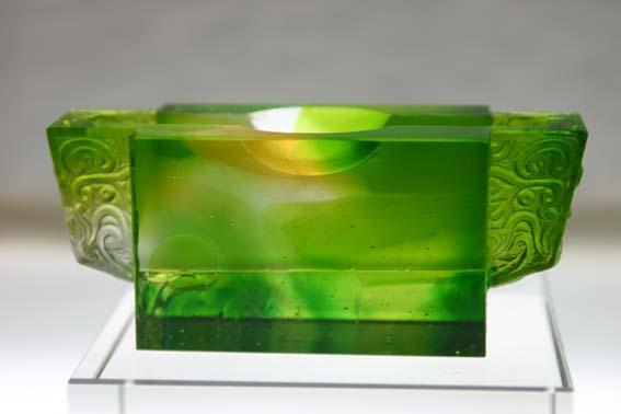 供應(yīng)彩色玻璃工藝品彩色水晶名片夾筆筒