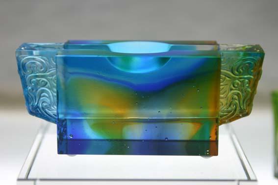 供應(yīng)彩色玻璃工藝品彩色水晶名片夾筆筒