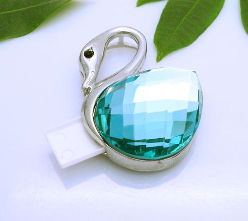 供應U盤 藍天鵝施華洛世奇吊墜 珠寶U盤