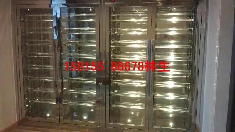 供應(yīng)不銹鋼全通透玻璃紅酒柜