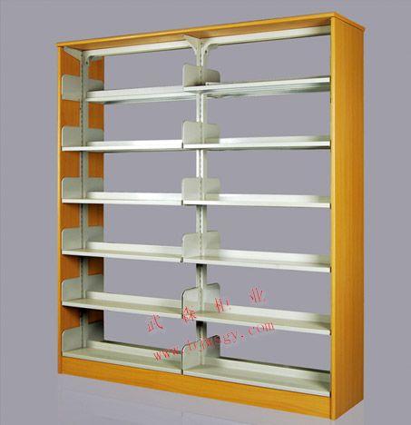 供應固定單柱木護板書架圖書館書架鋼制書架雙面書架
