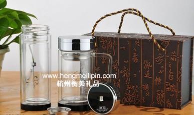 供應(yīng)杭州雙層玻璃杯定制禮品保溫杯定做18758896886杭州保溫杯