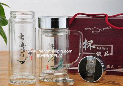 供應(yīng)杭州雙層玻璃杯定制禮品保溫杯定做18758896886杭州保溫杯