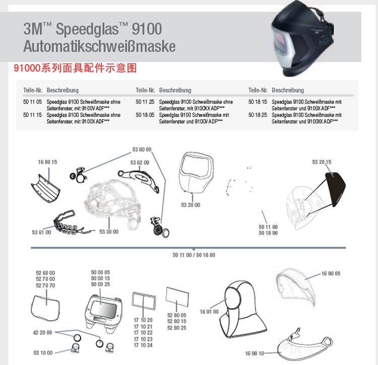 3M电焊面罩面具配件图片