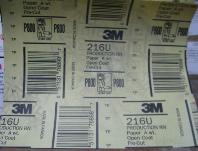 供應(yīng)3M216UP800號(hào)黃色干磨拋光砂紙