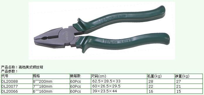供应得力高档美式钢丝钳-尖嘴钳-斜嘴钳图片