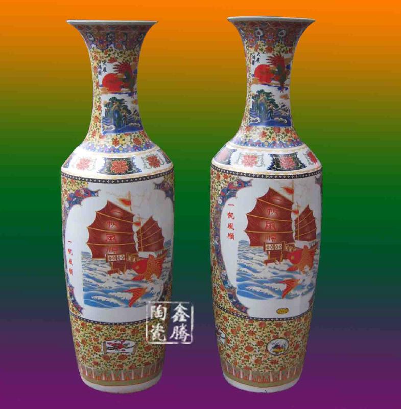 一帆風順陶瓷大花瓶圖片