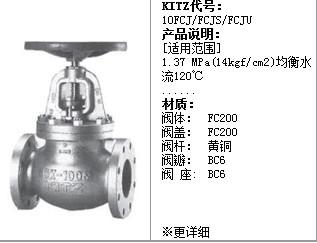 日本KITZ铸铁法兰截止阀图片