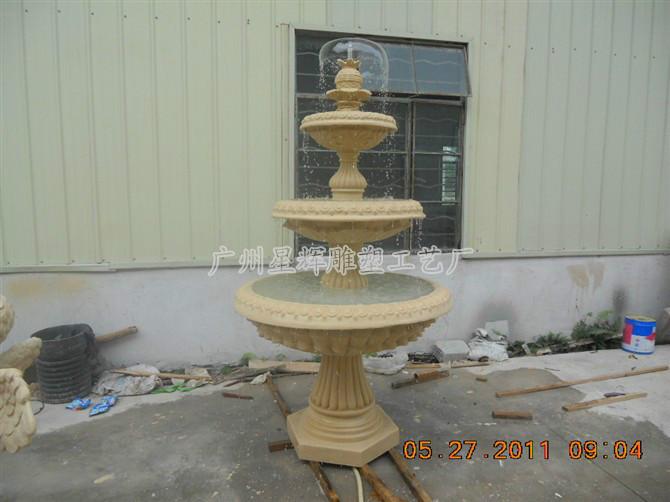供應(yīng)三層流水噴泉 室內(nèi)水景噴泉 砂巖噴泉 花園雕塑