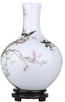 供應(yīng)粉彩喜上眉梢天球瓶