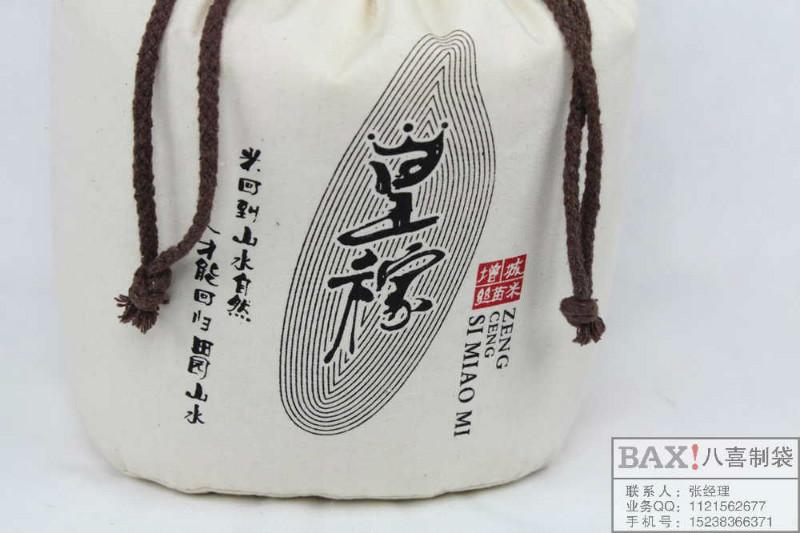 鄭州石磨面粉袋定做棉布束口袋圖片