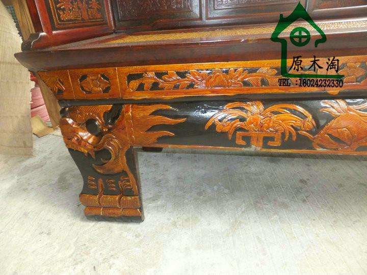 供應(yīng)實木雕花描金彩繪長椅、藤竹席面羅漢床、明清古典家具YMT0653